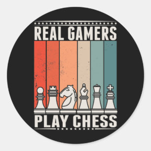 Sticker Rond Jeu d'échecs Retro Jeu Jeu d'échecs Pièces