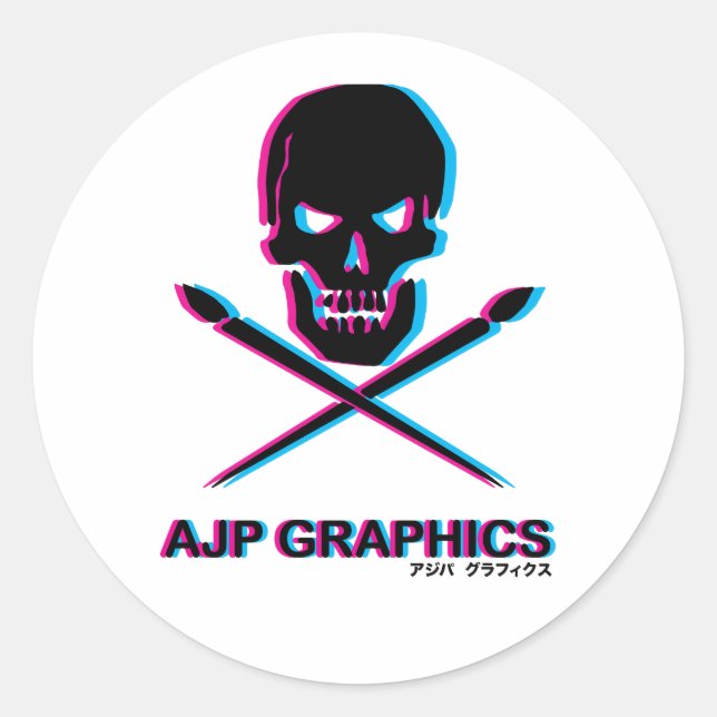 STICKER ROND JEU D'ÉTIQUETTES 3D AJP GRAPHICICS SKULL (Devant)