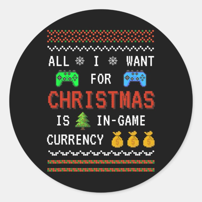 Sticker Rond Jeu Devise Noël Jeu Vidéo de vacances Adulte Y (Devant)