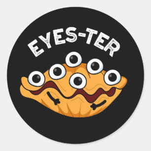 Sticker Rond Jeu d'huîtres amusant des yeux BG foncé