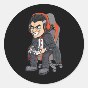 Sticker Rond Jeu Halloween Vampire Effrayant Joueur Garçons Enf