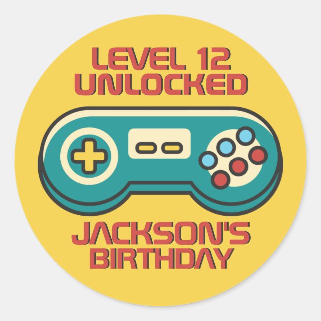 Sticker Rond Jeu Jaune Niveau Déverrouillé Jeu Rétro Anniversai (Devant)