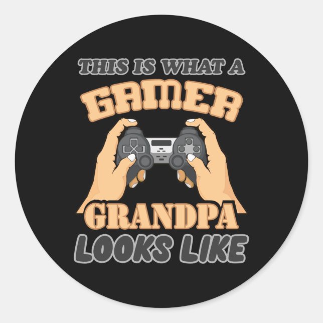 Sticker Rond Jeu Jeu Gamer Papa Daddy Console Idée cadeau (Devant)