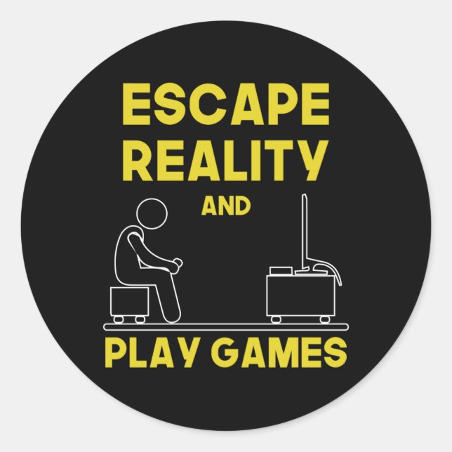 Sticker Rond Jeu Jeu Joueur Vidéo Jeu Console Idée cadeau (Devant)