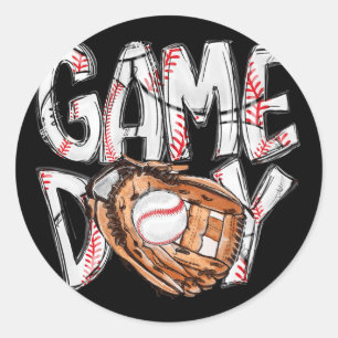 Sticker Rond Jeu Jour Baseball Softball Heart Love Maman Vie De