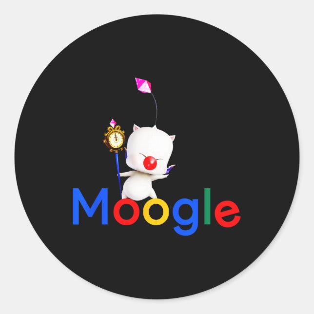 Sticker Rond Jeu Retro Kawaii Jeu Vidéo Moogle Kupo Gamer 2 (Devant)