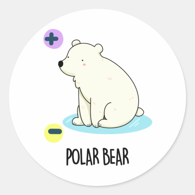 Sticker Rond Jeu scientifique amusant pour l'ours polaire (Devant)