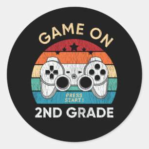 Sticker Rond Jeu sur 2e année jeu vidéo Retour à l'école Ga
