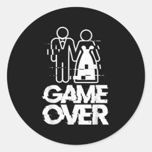 Sticker Rond Jeu sur Glitch Bride Groom Drôle Mariage