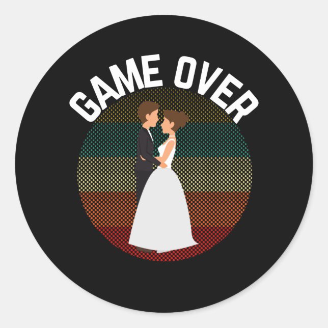 Sticker Rond Jeu sur la salle pour être drôle Mariage Bachelor  (Devant)