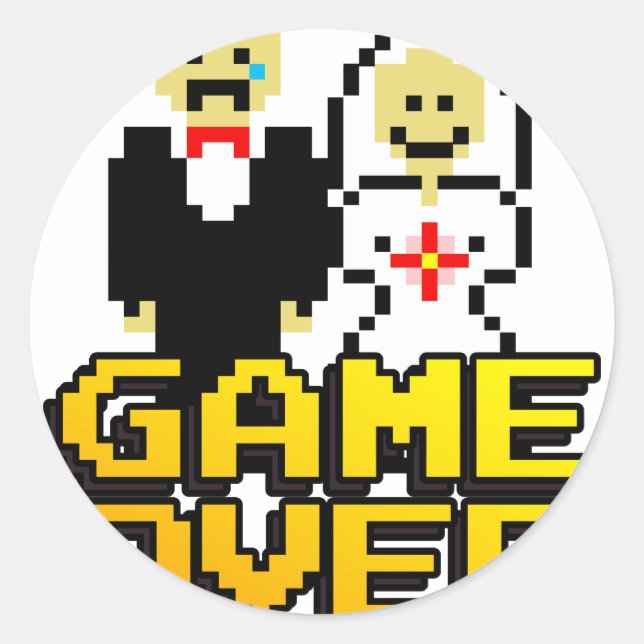 Sticker Rond Jeu sur le mariage (8 bits) (Devant)