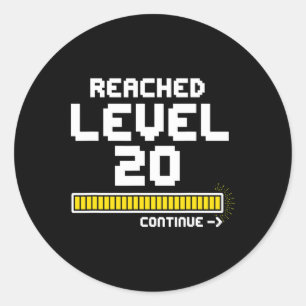 Sticker Rond Jeu Vidéo 20e Anniversaire Chemise Cadeau Pour 20