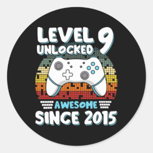 Sticker Rond Jeu vidéo 9e anniversaire garçons filles enfants 9