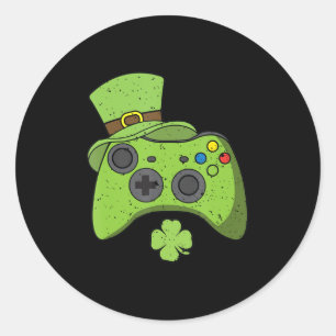 Sticker Rond Jeu vidéo amusant Console Jour de la Saint Patrick