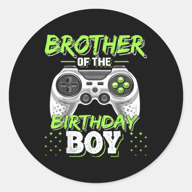 Sticker Rond Jeu Vidéo Anniversaire Frère Du Garçon D'Anniversa (Devant)