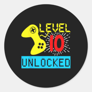 Sticker Rond Jeu Vidéo Anniversaire Gamer Boys Contrôleur Enfan