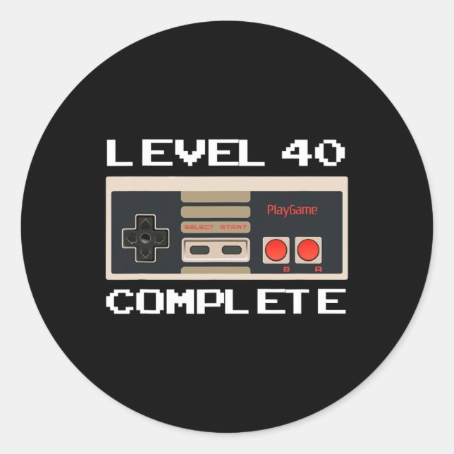 Sticker Rond Jeu vidéo complet niveau 40 Anniversaire (Devant)