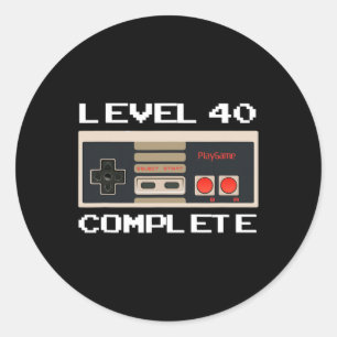 Sticker Rond Jeu vidéo complet niveau 40 Anniversaire