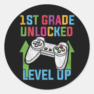 Sticker Rond Jeu vidéo de rentrée scolaire pour élève de 1re an