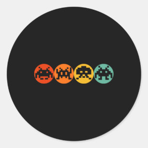 Sticker Rond Jeu vidéo des années 80 Vintage Retro Arcade