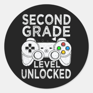 Sticker Rond Jeu Vidéo Déverrouillé De 2E Année À L'École