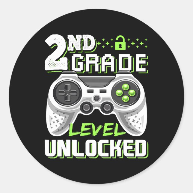 Sticker Rond Jeu vidéo déverrouillé de 2e année Retour à l'écol (Devant)