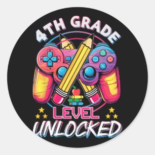 Sticker Rond Jeu vidéo déverrouillé de 4e année à l'école