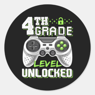 Sticker Rond Jeu vidéo déverrouillé de 4e année à l'école