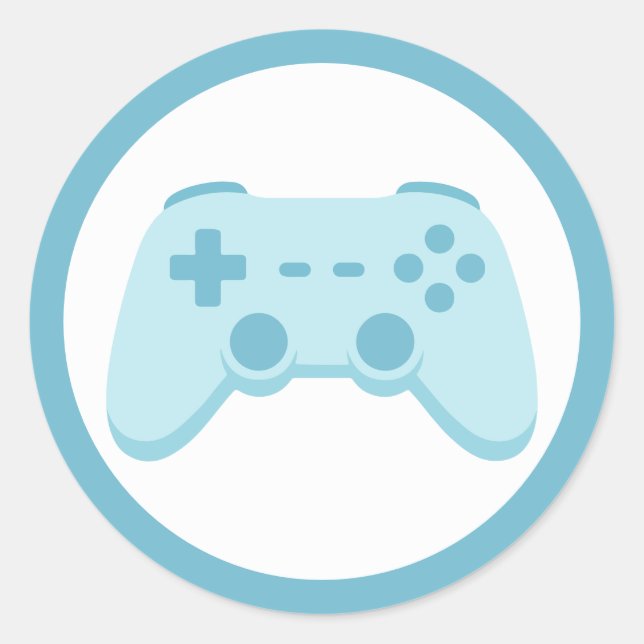 Sticker Rond Jeu Vidéo | Fête de Joueurs | Manette de Jeu (Devant)
