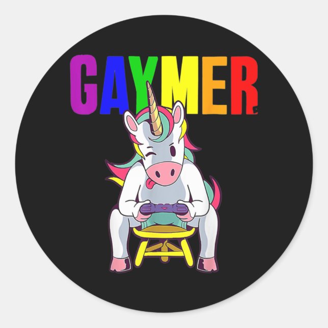 Sticker Rond Jeu vidéo Gaymer Gay pride Drapeau Gamer LGBTQ (Devant)