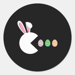 Sticker Rond Jeu Vidéo Oeufs Bunny Joueur de Pâques Enfants gar