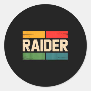 Sticker Rond Jeu vidéo Raider Vintage Retro Hommes Femmes Fille