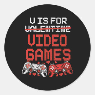 Sticker Rond Jeu Vidéo Valentines Day pour garçons Enfants Adol