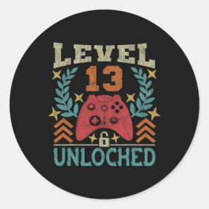 Sticker Rond Jeu Vintage 13e anniversaire Cadeau 13 ans Garçon
