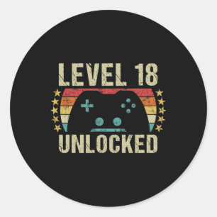 Sticker Rond Jeu Vintage 18e anniversaire Cadeau 18 ans Garçon