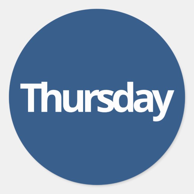 Sticker Rond Jeudi jour fournitures simple marine blanc (Devant)