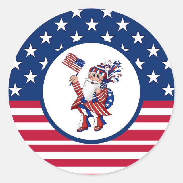 Sticker Rond Jeudi Patriotique 4 Juillet Américain Drapeau Père (Devant)