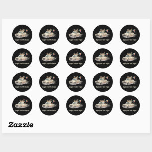 Sticker Rond Jeune couple d'animaux mariés voiture de mariage