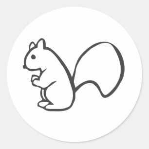 Sticker Rond Jeune écureuil en croquis noir et blanc