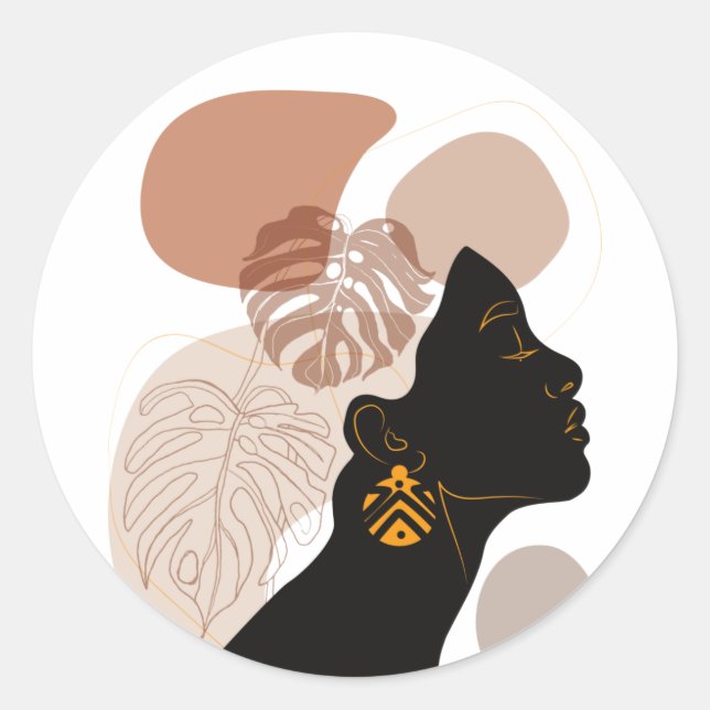 Sticker Rond Jeune femme afro-américaine BLM (Devant)