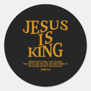 Sticker Rond Jeune Garçon Jésus est le roi Blanc chrétien Dieu