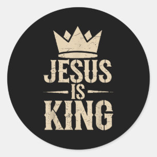 Sticker Rond Jeune Jésus Christ est le roi des hommes chrétiens