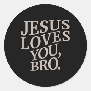 Sticker Rond Jeune Jésus vous aime Bro Amusant Christian Garçon
