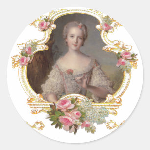 Sticker Rond Jeune Reine Marie Antoinette Cartes Roses Roses Ro