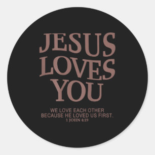 Sticker Rond Jeunesse Jésus Amour Toi Chrétien Dieu Bon Garçon