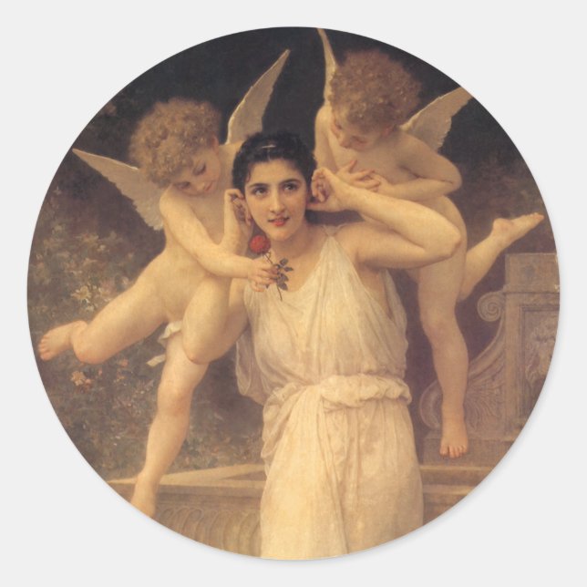 Sticker Rond Jeunesse par Bouguereau, Portrait d'anges victorie (Devant)