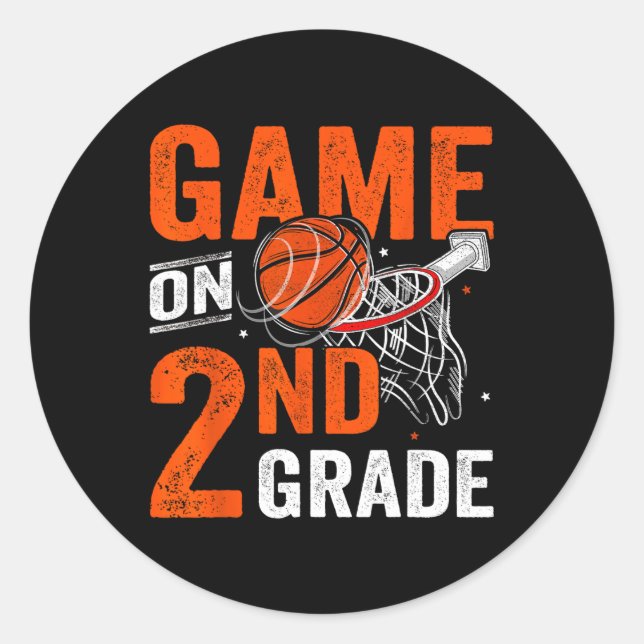 Sticker Rond Jeux Amusants Sur Le Basket De Deuxième Année Prem (Devant)