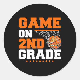 Sticker Rond Jeux Amusants Sur Le Basket De Deuxième Année Prem