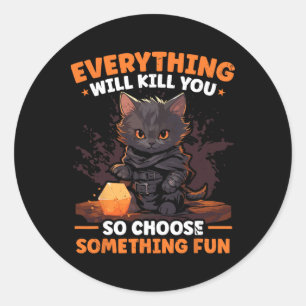 Sticker Rond Jeux de rôle Rpg Jouer D20 Jeux de société drôles