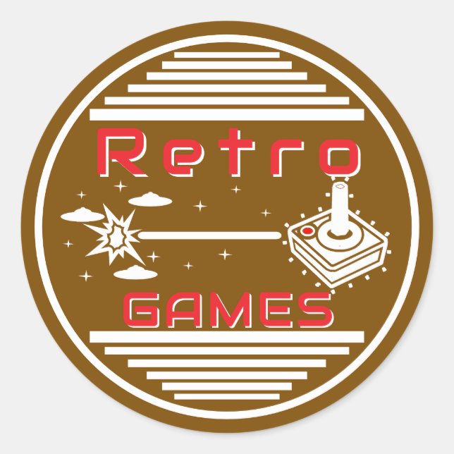 Sticker Rond Jeux Rétro (Devant)
